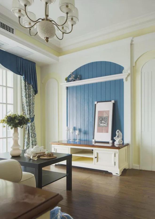 小清新的美式风小户型客厅沙发背后就应该这样设计！(图4)