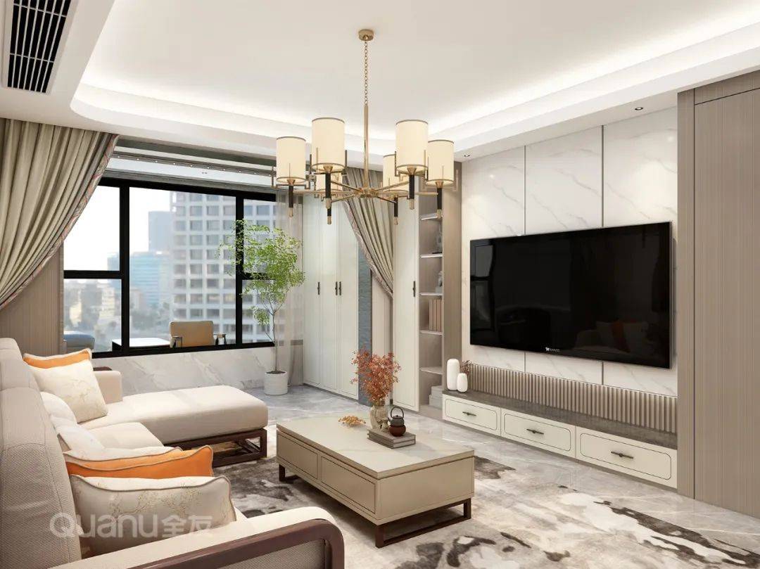 全友样板间案例135㎡简雅新中式一眼爱上东方美学!