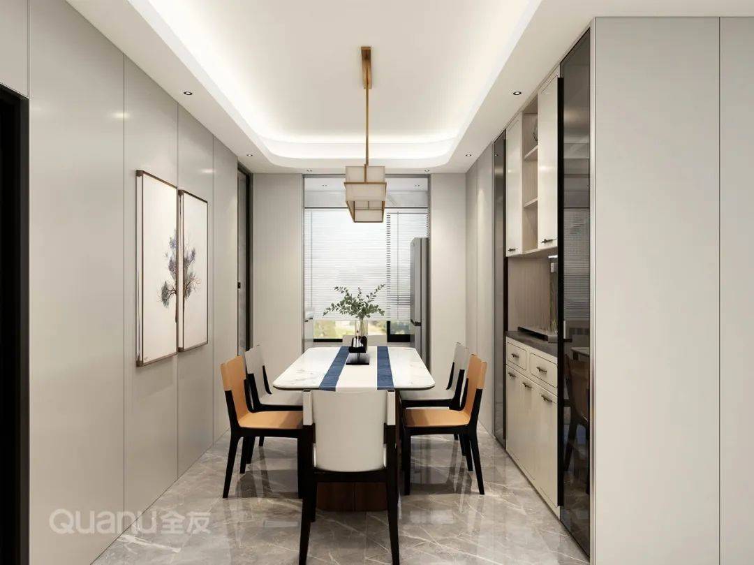 全友样板间案例135㎡简雅新中式一眼爱上东方美学!(图3)