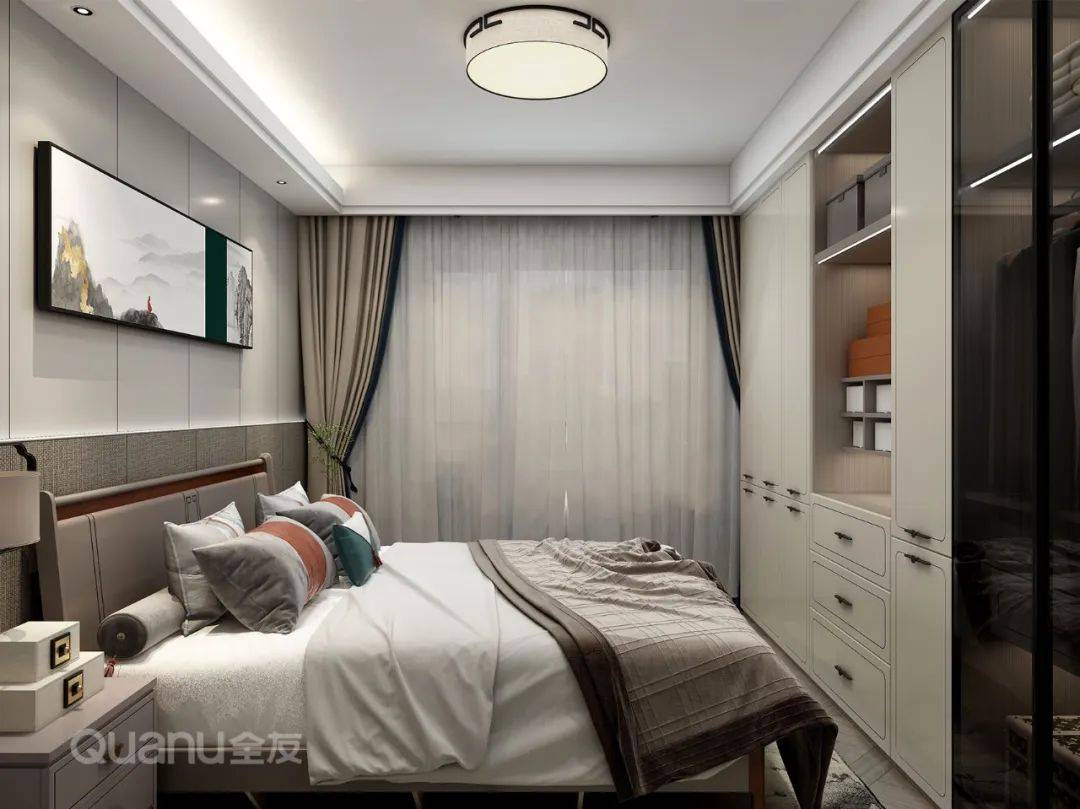 全友样板间案例135㎡简雅新中式一眼爱上东方美学!(图5)