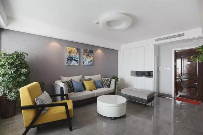 kaiyun入口：90㎡现代简约两居配色清爽高级电视墙一墙三用超赞！(图6)