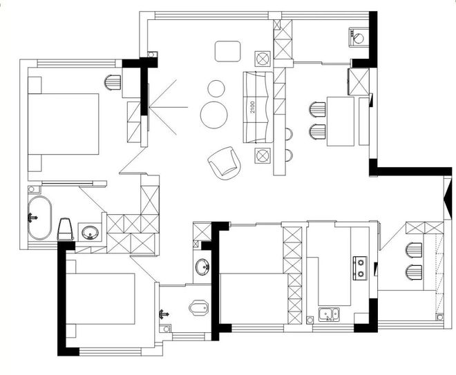 107平北欧两室简约大方清新软装舒适自然布局合理