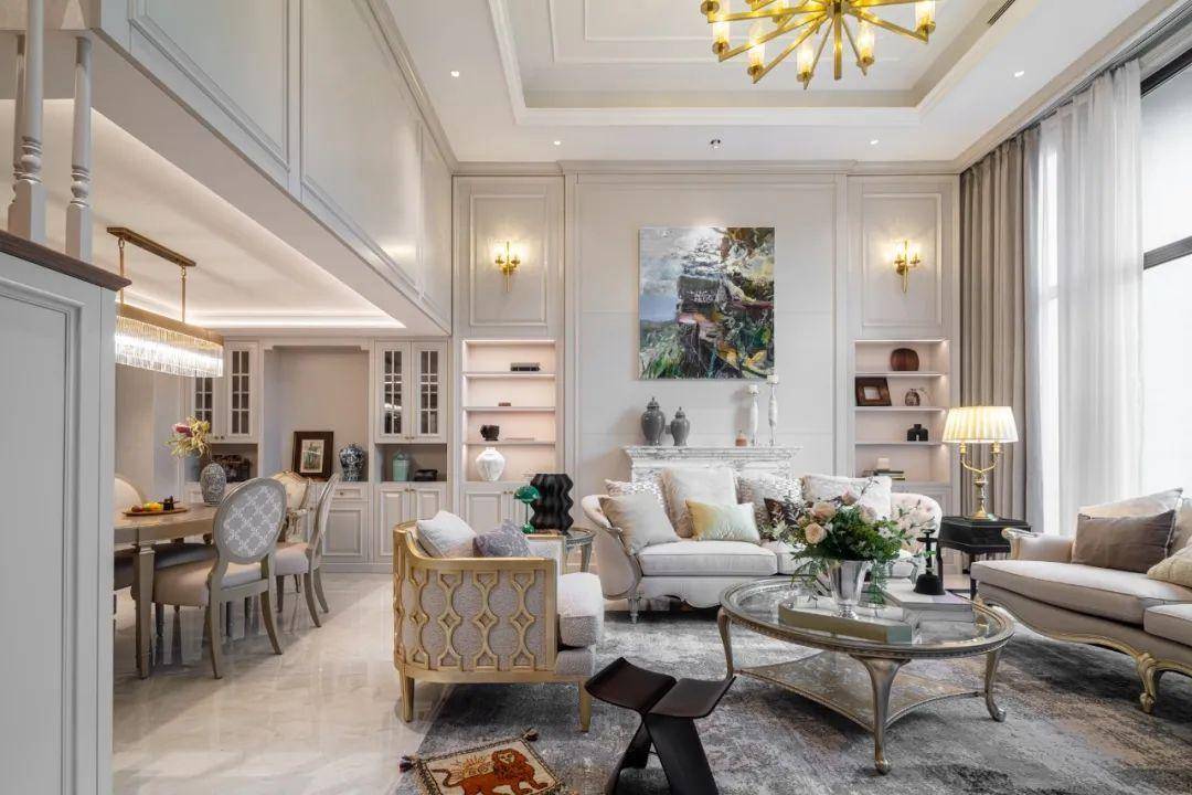 kaiyun入口：200㎡美式风叠拼别墅古典与现代融合交织的雅奢美宅(图2)