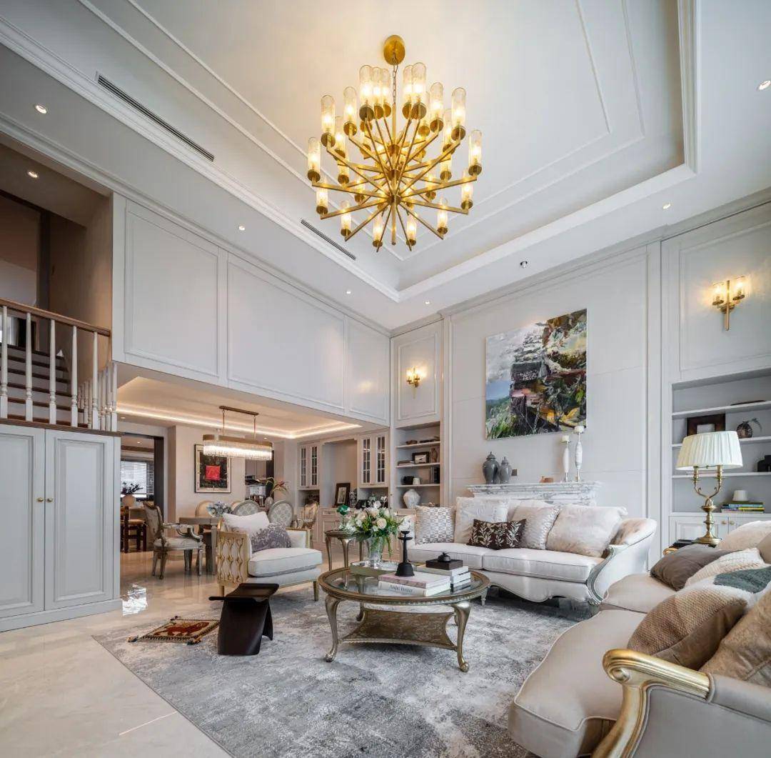 kaiyun入口：200㎡美式风叠拼别墅古典与现代融合交织的雅奢美宅(图5)