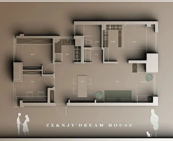 81㎡奶油风小家白天一居室晚上秒变三居室这设计太赞了！