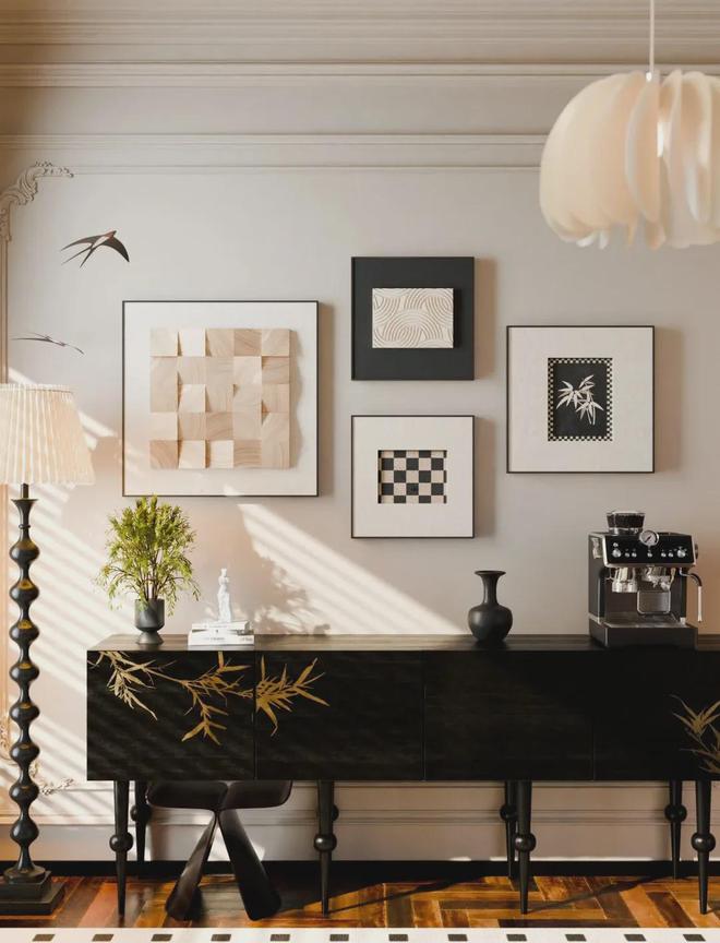 家中挂字画的技巧装饰画搭配室内配色方案软装设计(图3)