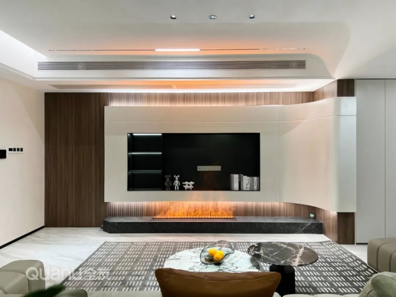 全友家居案例丨112㎡现代三居背景墙设计太惊艳！(图3)