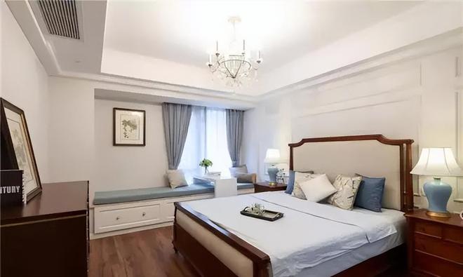 kaiyun网站：130㎡美式风格家居设计独特卧室斗柜与飘窗书房令邻居羡慕不已(图7)