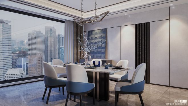 kaiyun入口：全案软装设计案例蓝爵之夜邂逅简奢(图3)