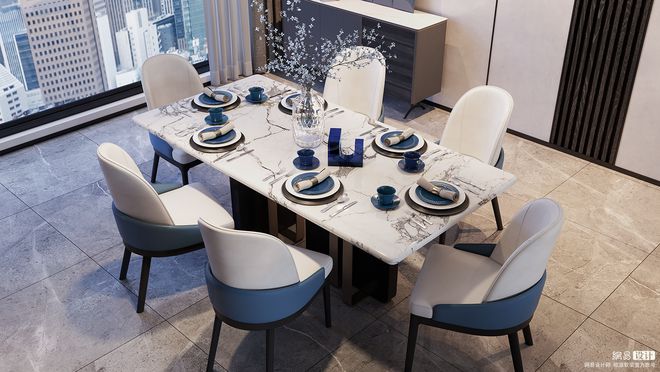 kaiyun入口：全案软装设计案例蓝爵之夜邂逅简奢(图4)