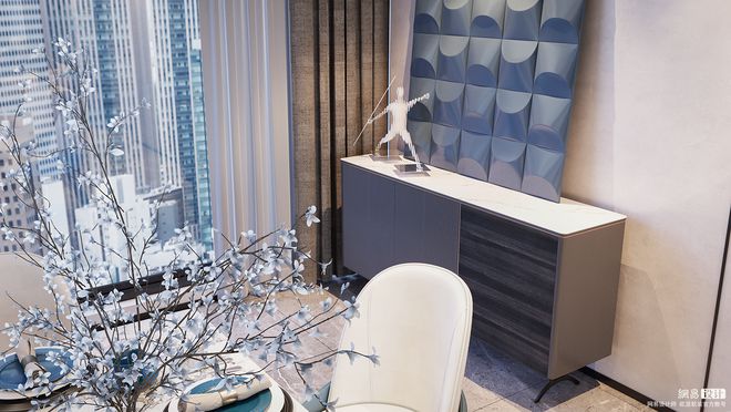 kaiyun入口：全案软装设计案例蓝爵之夜邂逅简奢(图5)