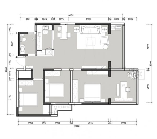 120平米三室两厅轻奢风格装修有阳光有陪伴(图2)