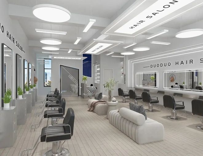kaiyun入口：美发店装修效果图设计：打造时尚与舒适并存的