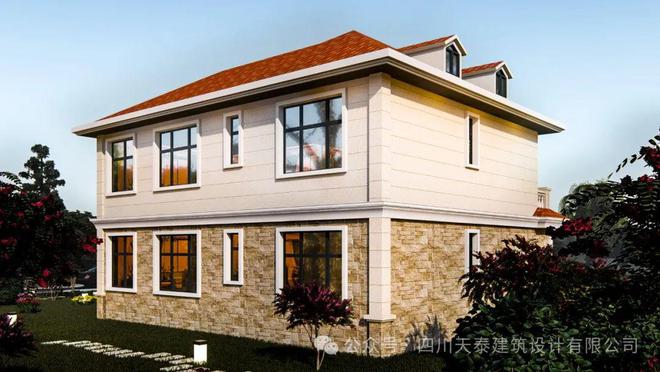 资阳乐至二层地中海乡村别墅定制设计图纸占地160平带露台(图4)