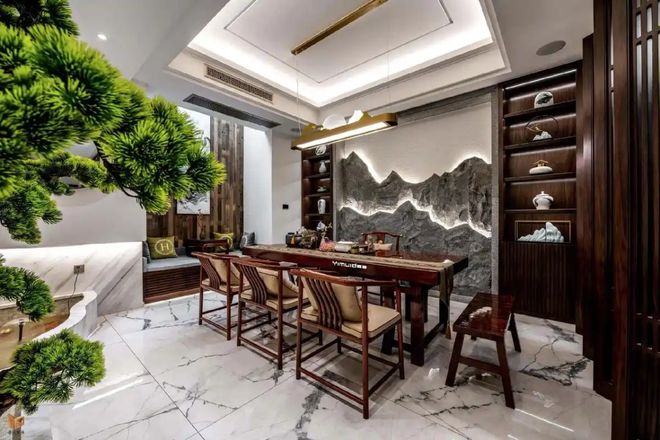 新中式茶室装修效果图：古典韵味与现代雅致的完美融合