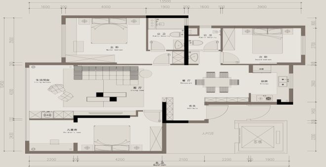 刘紫馨【意式轻奢风-平层】武汉城市室内设计大赛获奖作品