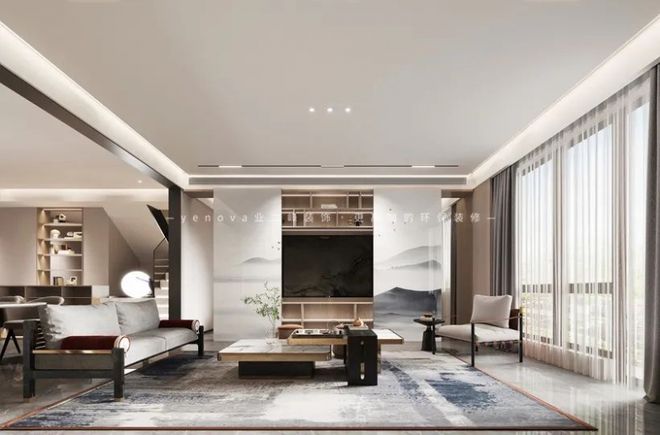 青岛业之峰330㎡新中式别墅打造家的温暖与艺术之美