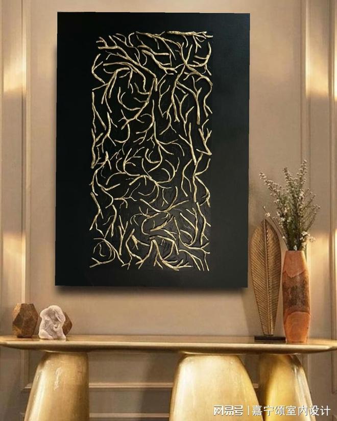 【伍一艾酒店软装】伊春酒店软装：叠线肌理画如何造氛围感？(图3)